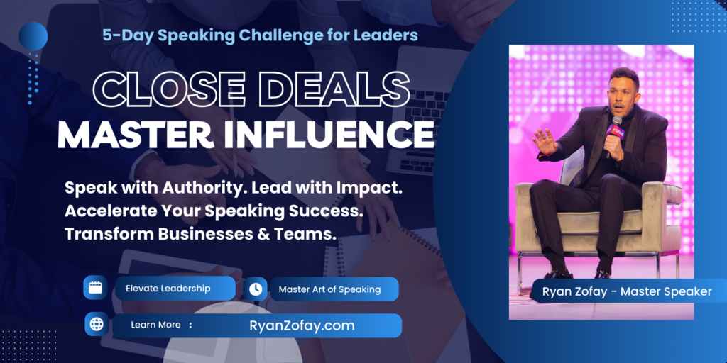 Uncover the meaning of motivation speaking vs​ other types of speaking. Join exclusive Ryan Zofay Speaker Leader Challenges / Seminars and Workshops. Book Ryan Today for your motivation speaking vs​ any other type of event, lecture or conference.