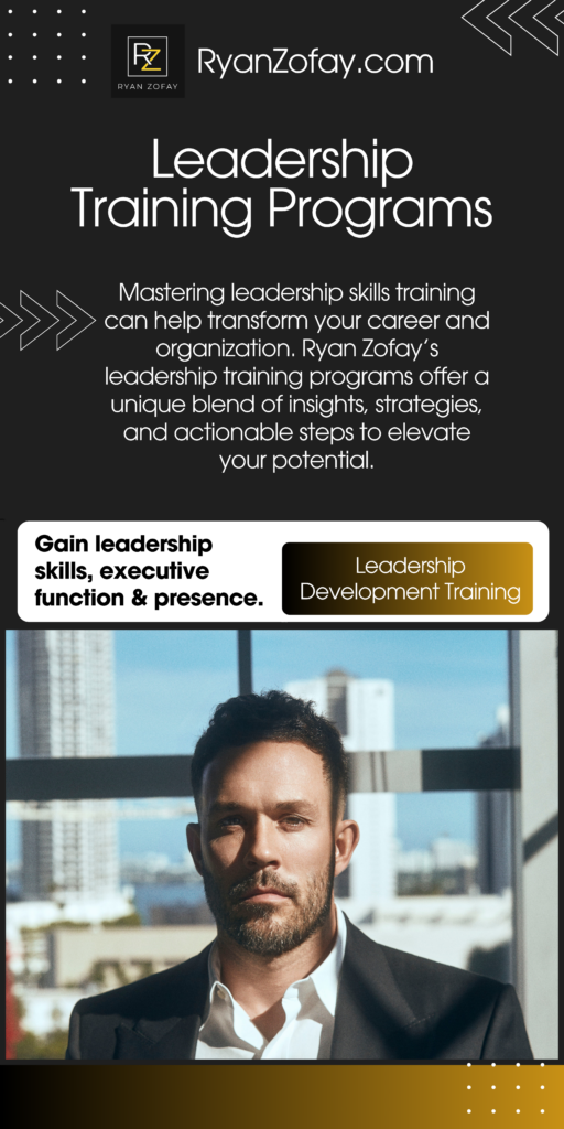 Mastering leadership skills training can help transform your career and organization. Ryan Zofay’s leadership training programs offer a unique blend of insights, strategies, and actionable steps to elevate your potential.