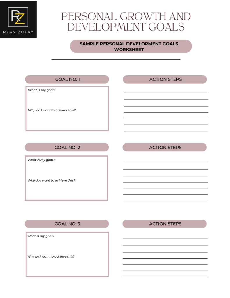 Personal growth goals and objectives examples worksheet