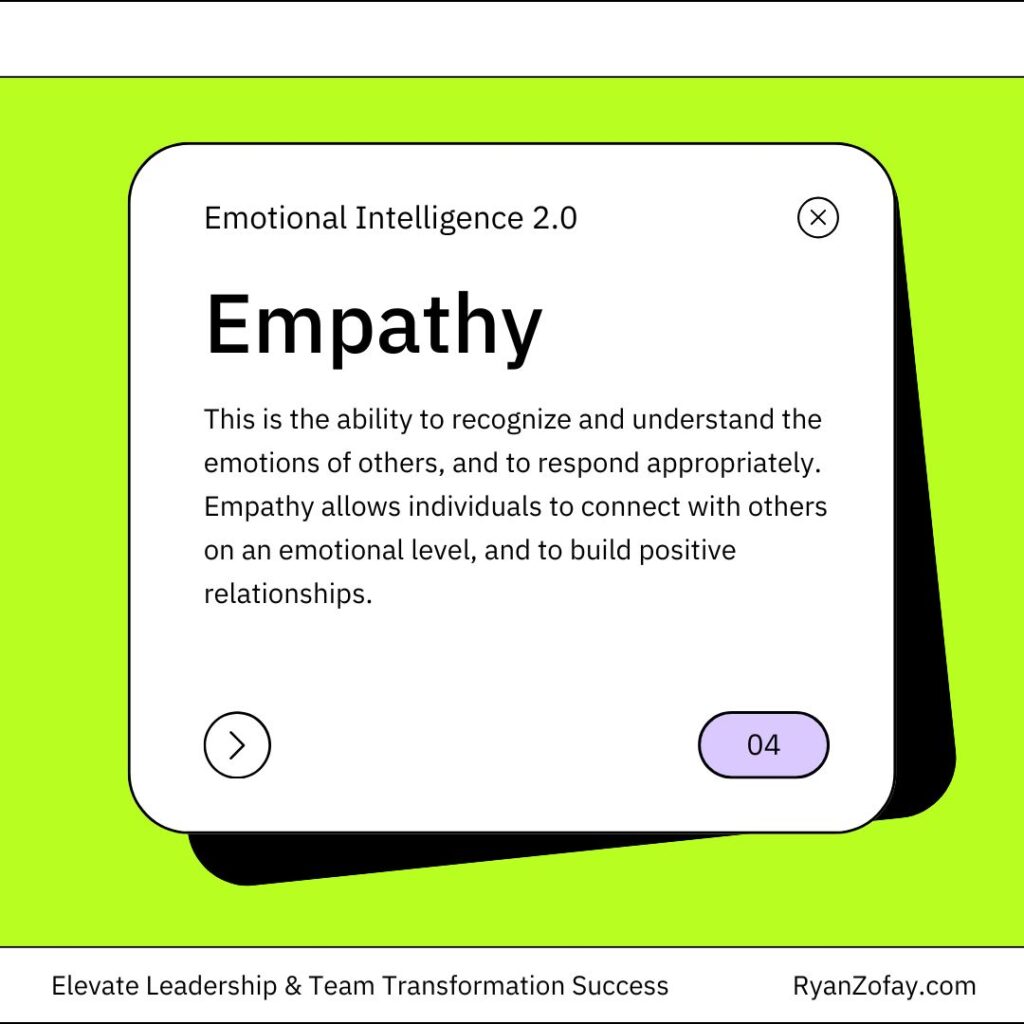 Emotional intelligence 2.0 Travis Bradberry ​Book EI principle #4: Understanding others' emotions, fostering deeper connections, and enhancing interpersonal relationships.