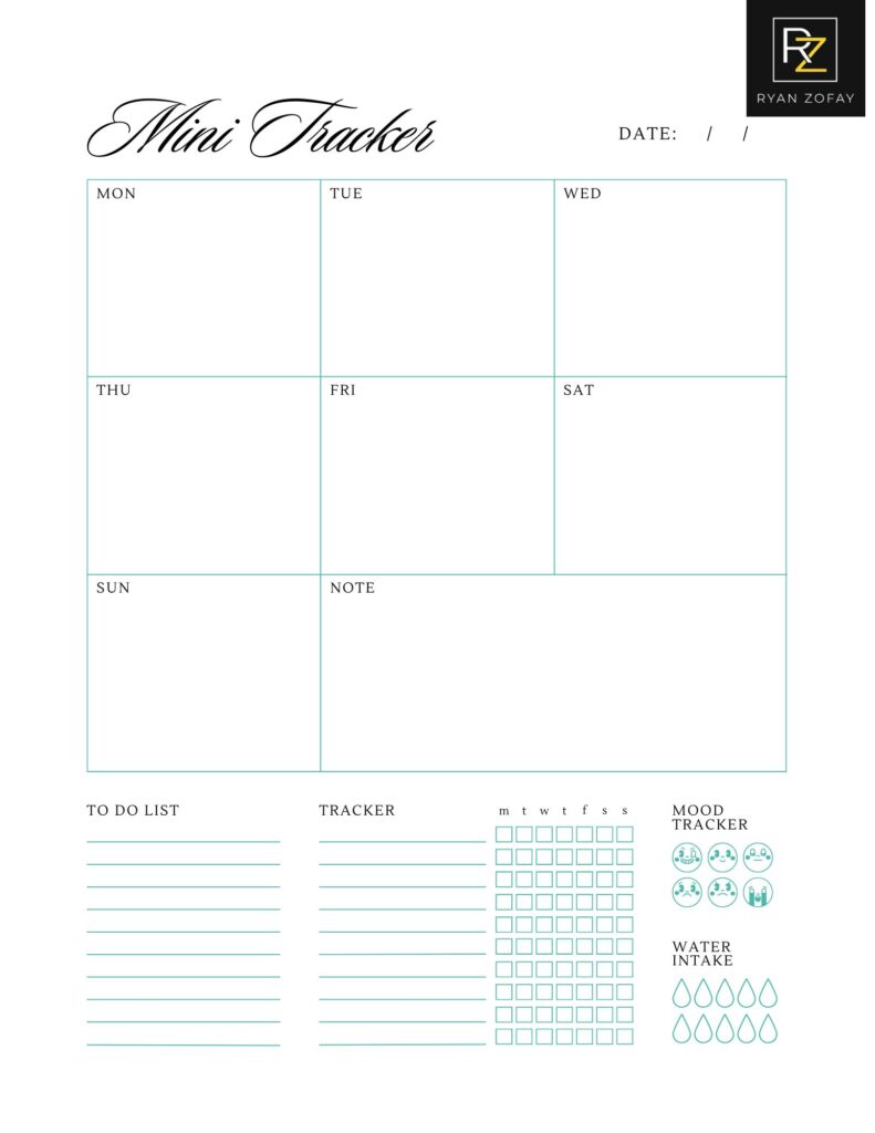 Use a mini tracker printable template for your thought journal before bed​. Here is an aesthetic free printable journal kit.