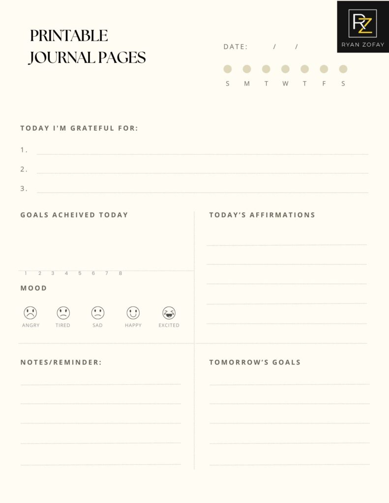 Printable journal pages​for an aesthetic free printable journal kit​​ for download.