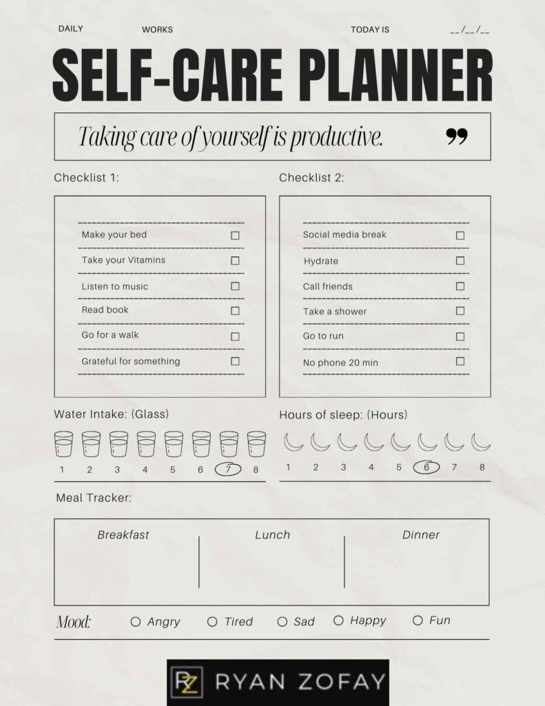 Our best self care journal planner​ template with ideas and prompts. Download this printable form with starter journal prompts for self care​.